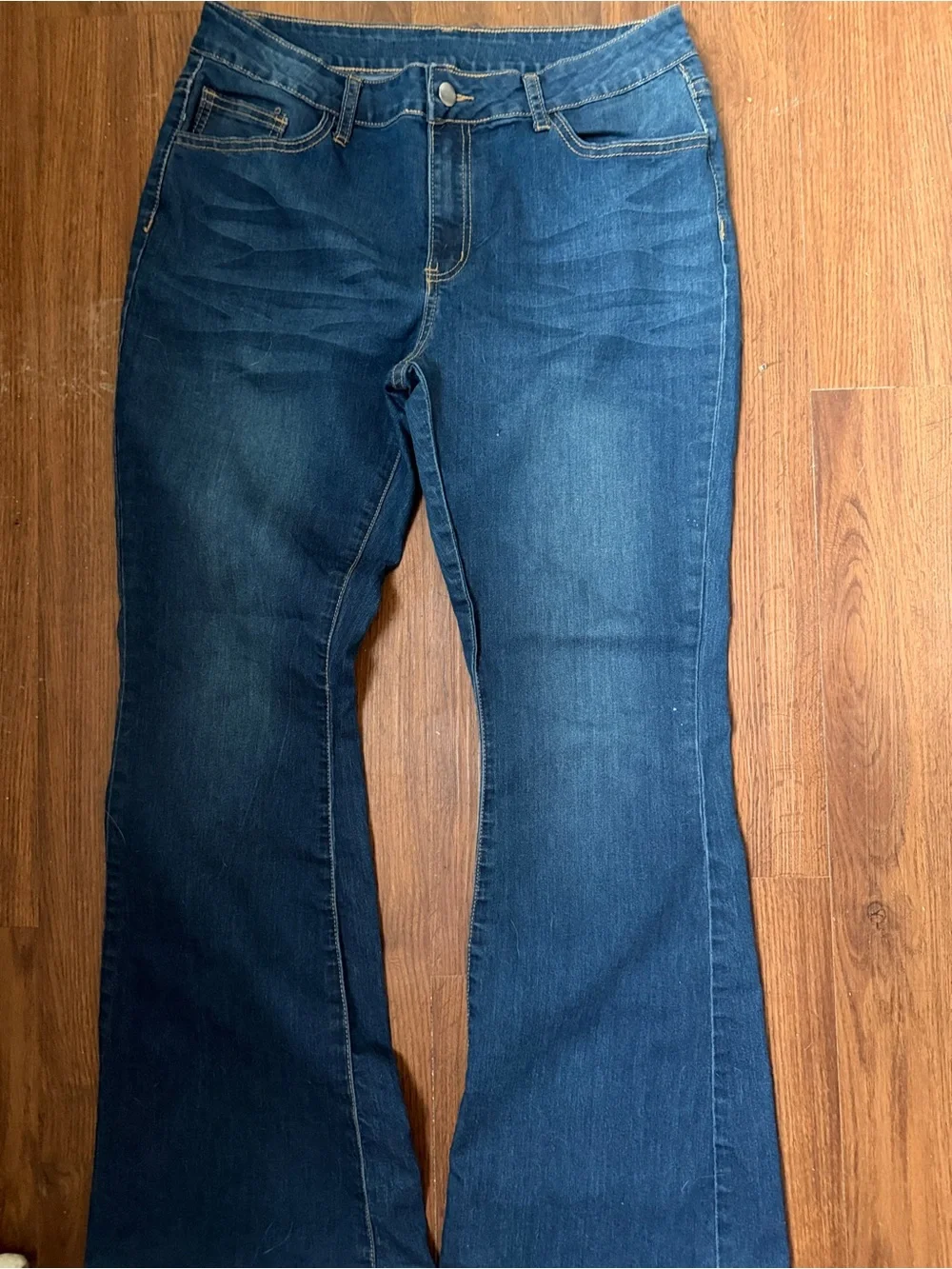 SHEIN Indigo Flared Wide-Leg Jeans